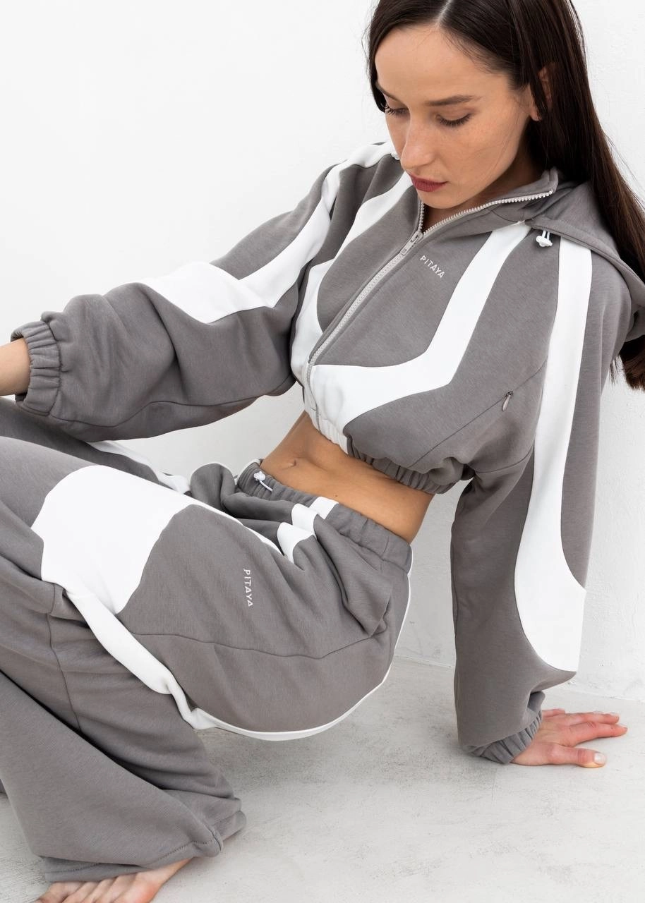 Худи YANG в серо-белом цвете - 40-42 (XS-S) - Серо-белый