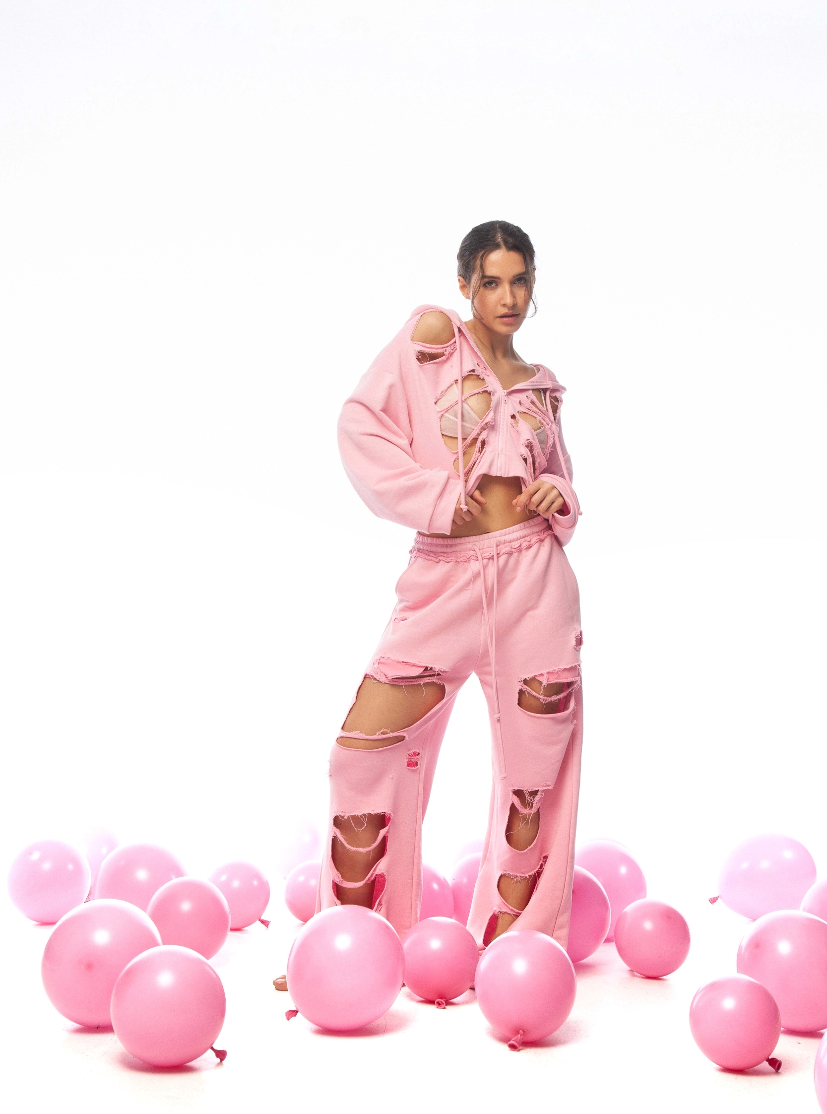 Худи PINK GRUNGE в розовом цвете - One size - Розовый
