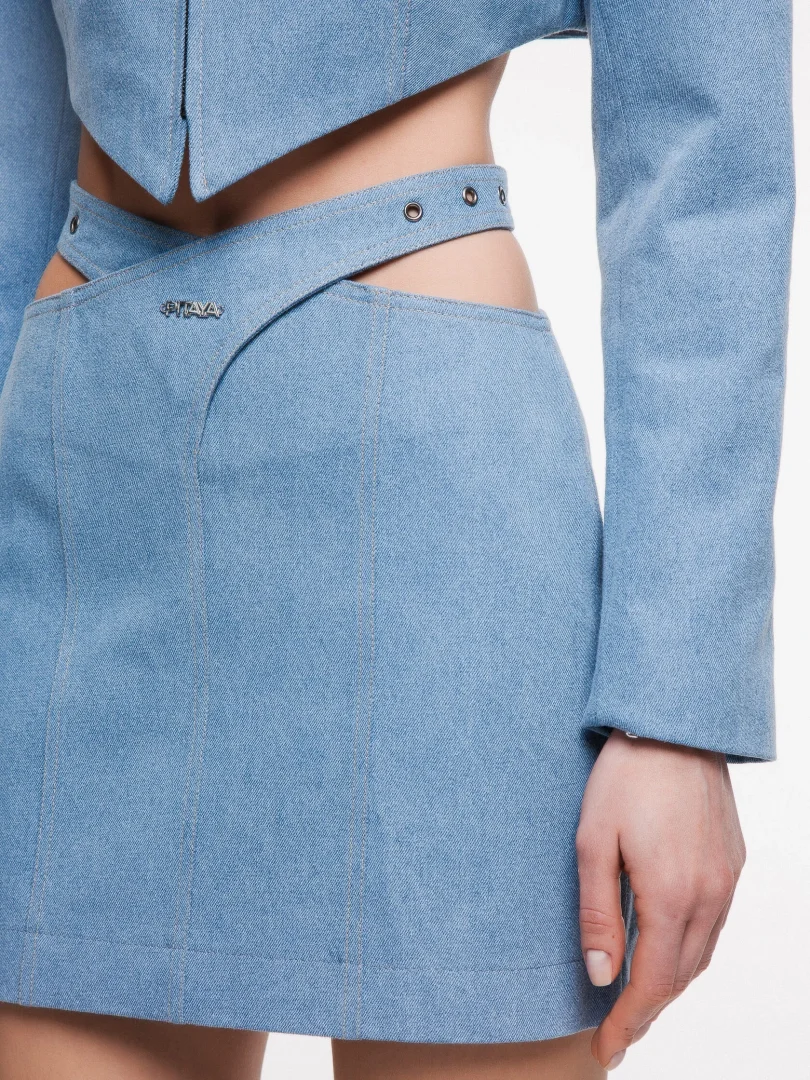 Джинсовая мини юбка BLOSSOM в голубом цвете - Голубой - 44-46 (M-L)